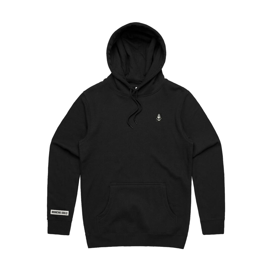 Heart Anchor Patch Hoodie - Black